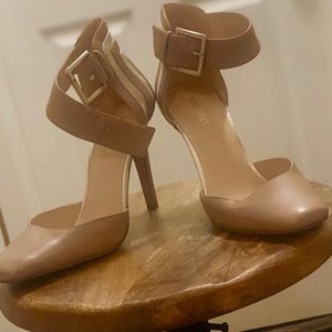 Nine West Classic ankle strap nude shoe